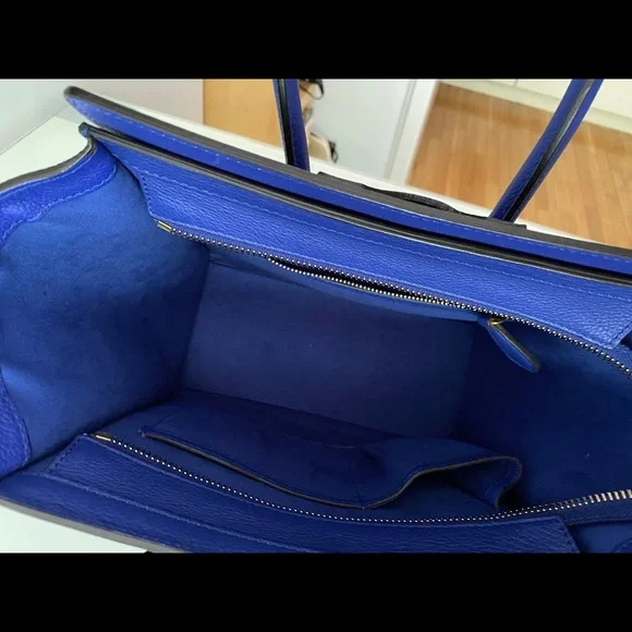 100% authentic Celine Drummed Calfskin Micro Luggage in indigo - Picture 10 of 16